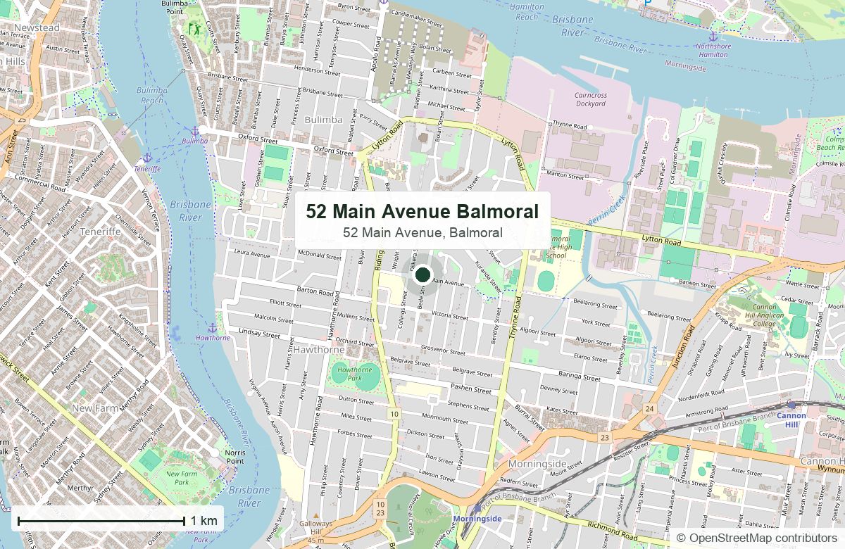 区位：Voir，52 Main Avenue, Balmoral｜OpenStreetMap 底图，© OpenStreetMap 贡献者