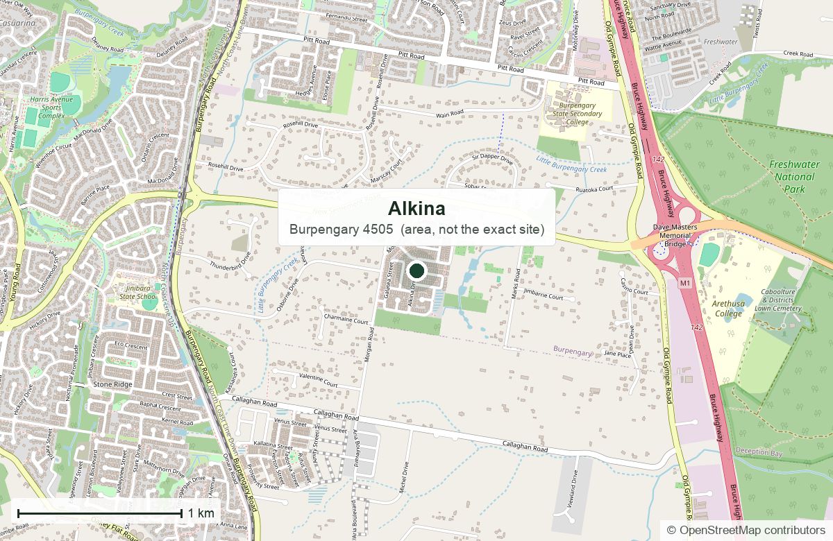 Location: Alkina, Burpengary | OpenStreetMap base map, © OpenStreetMap contributors