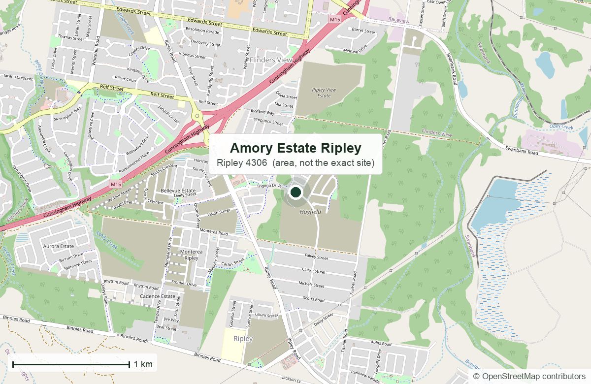 Location: Amory Estate, Ripley | OpenStreetMap base map, © OpenStreetMap contributors