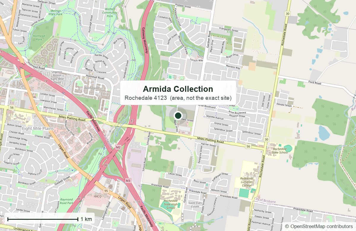 Location: Armida Collection, Rochedale | OpenStreetMap base map, © OpenStreetMap contributors