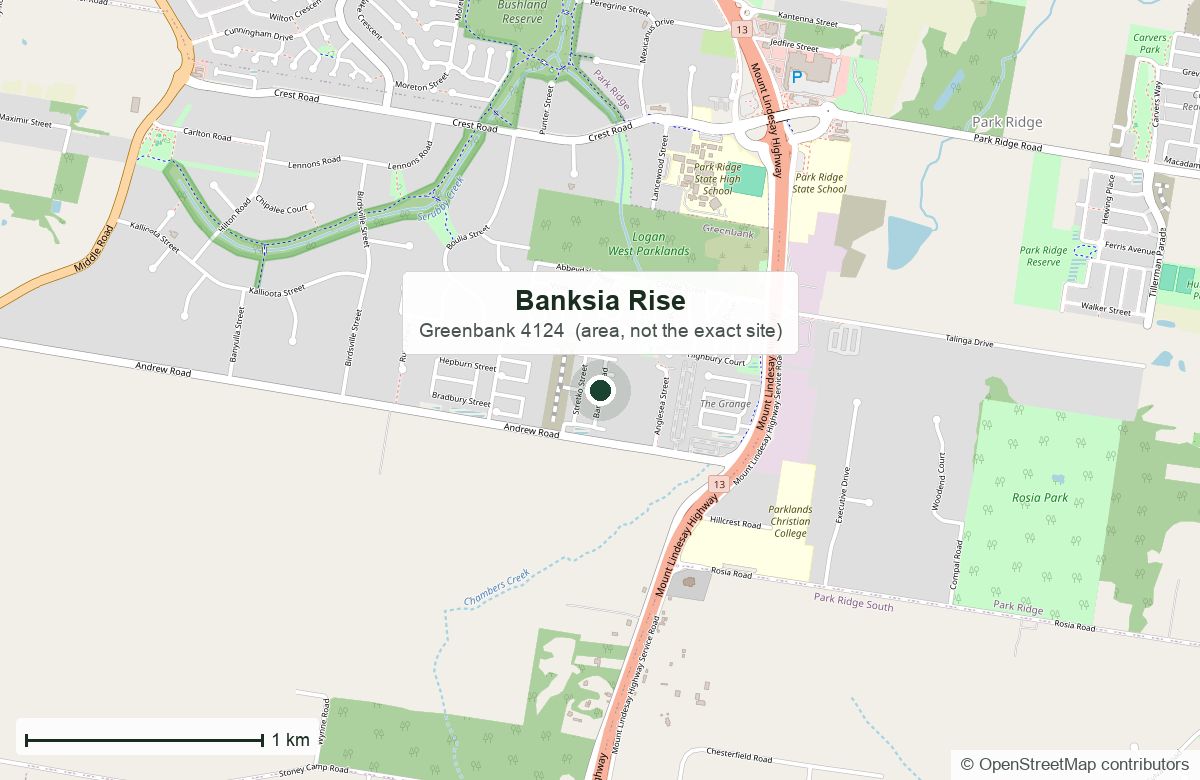 Location: Banksia Rise, Greenbank — map data © OpenStreetMap contributors