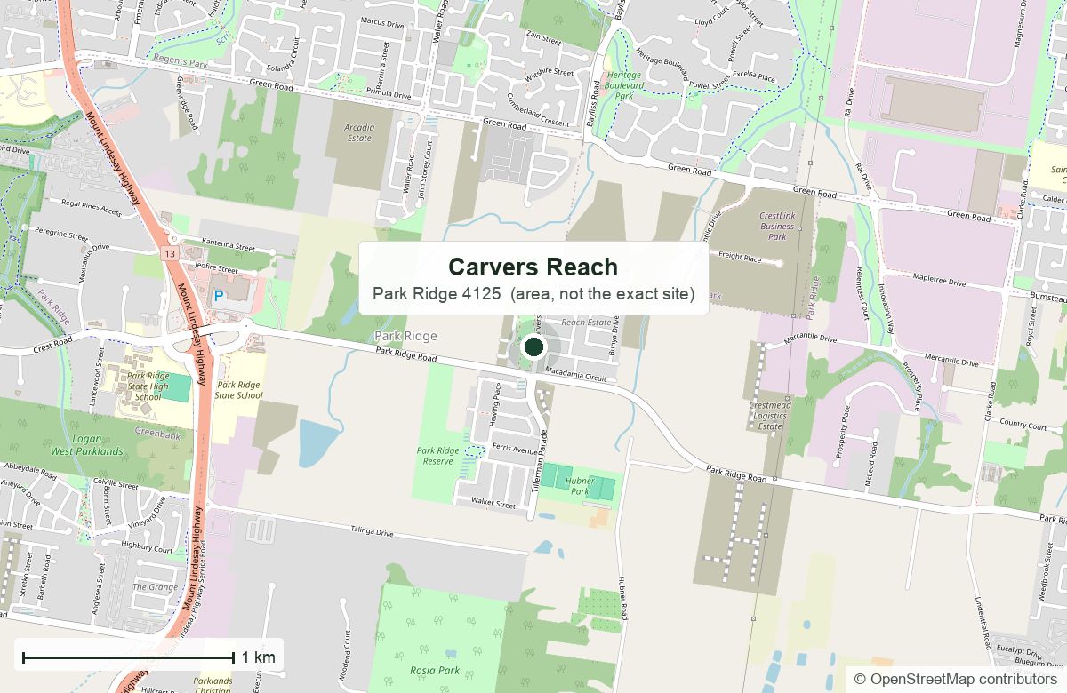 Location: Carvers Reach, Park Ridge — map data © OpenStreetMap contributors