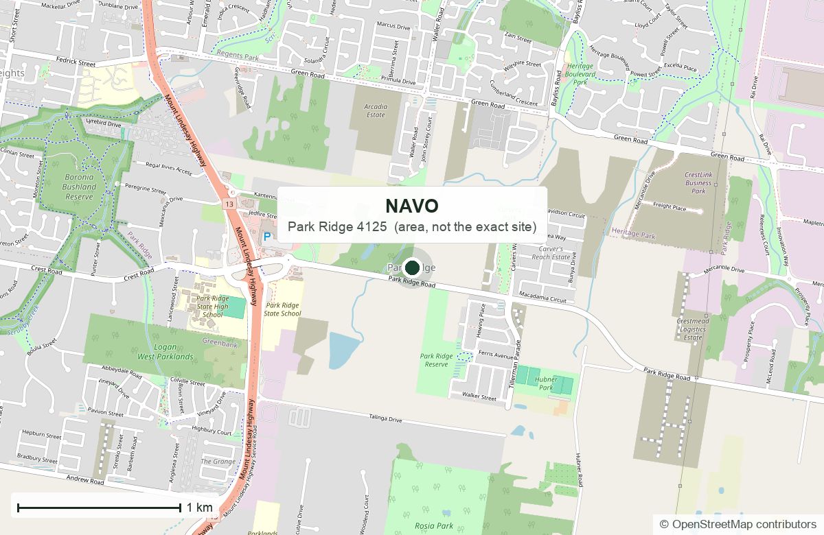 Location: NAVO, Park Ridge (pinned to the Park Ridge suburb centroid) | OpenStreetMap base map, © OpenStreetMap contributors