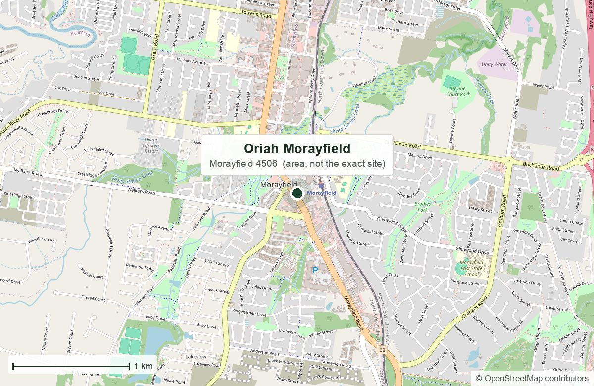 Location: Oriah, off Lindsay Road, Morayfield | OpenStreetMap base map, © OpenStreetMap contributors