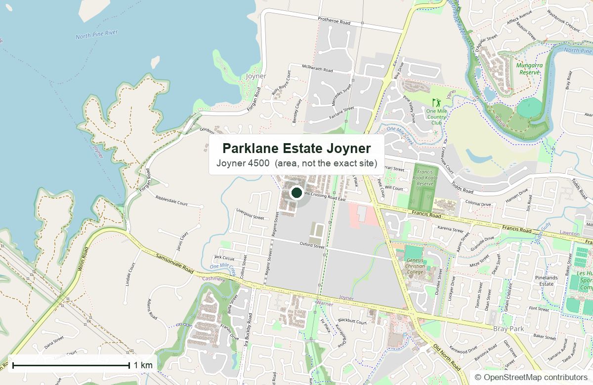 Location: Parklane Estate, Joyner | OpenStreetMap base map, © OpenStreetMap contributors