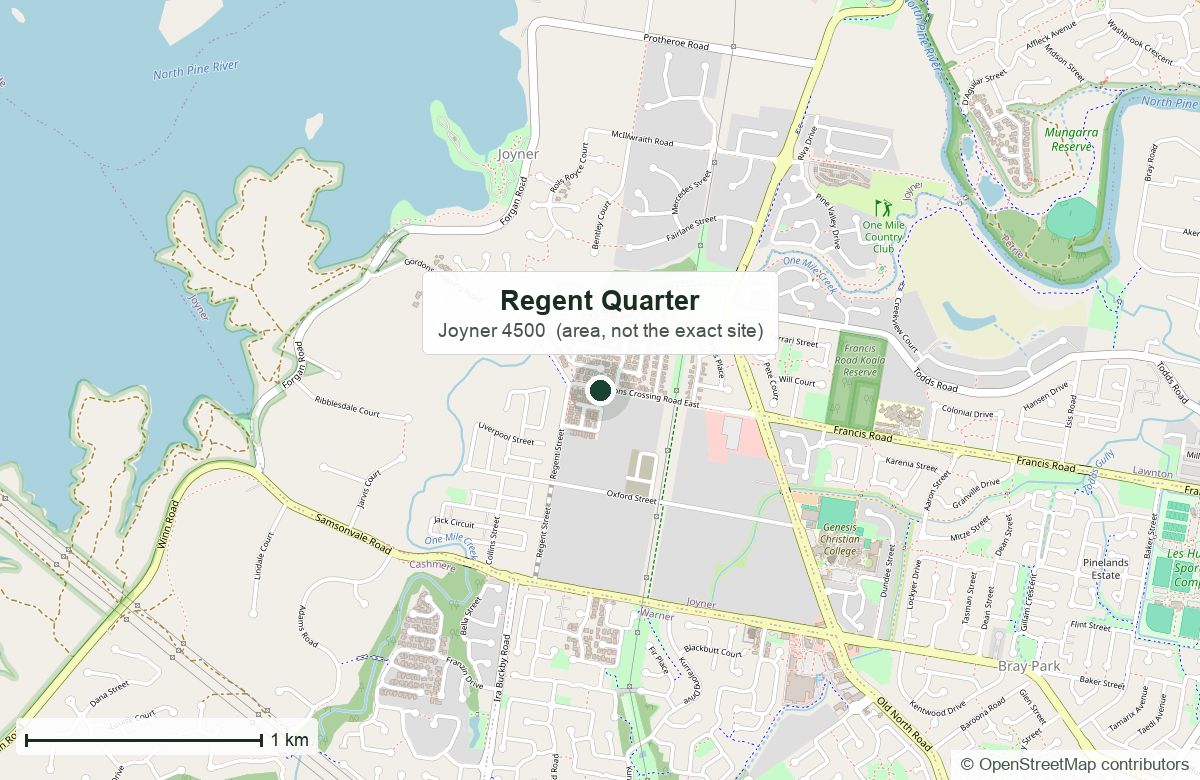 Location: Regent Quarter, Regent and Oxford Streets, Joyner | OpenStreetMap base map, © OpenStreetMap contributors