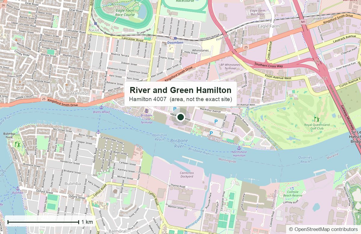 区位：River & Green，Northshore Hamilton｜地图数据 © OpenStreetMap 贡献者