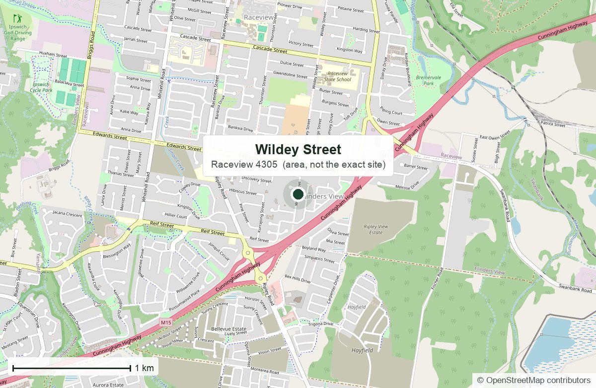 Location: Wildey Street, Raceview | OpenStreetMap base map, © OpenStreetMap contributors
