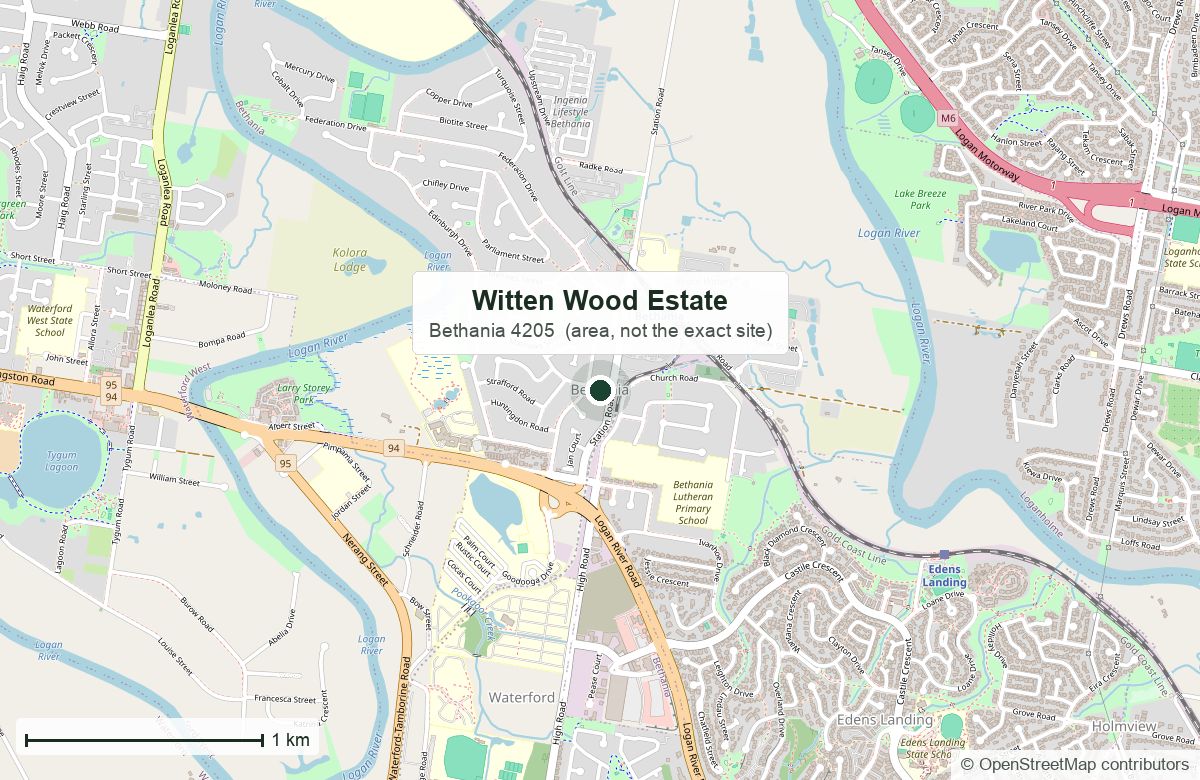 Location: Witten Wood Estate, Bethania | OpenStreetMap base map, © OpenStreetMap contributors