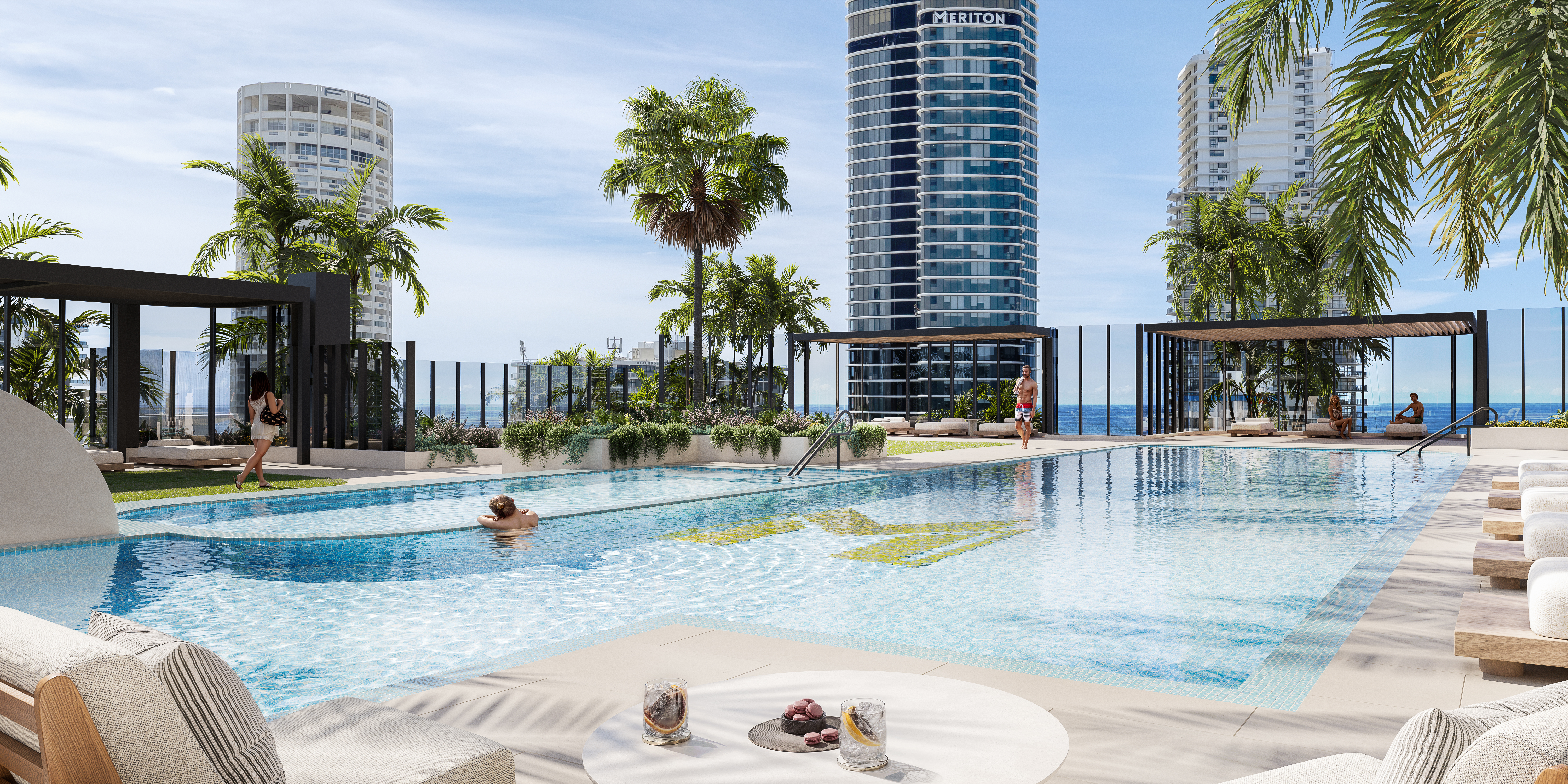 The podium pools and the two towers — artist's impression