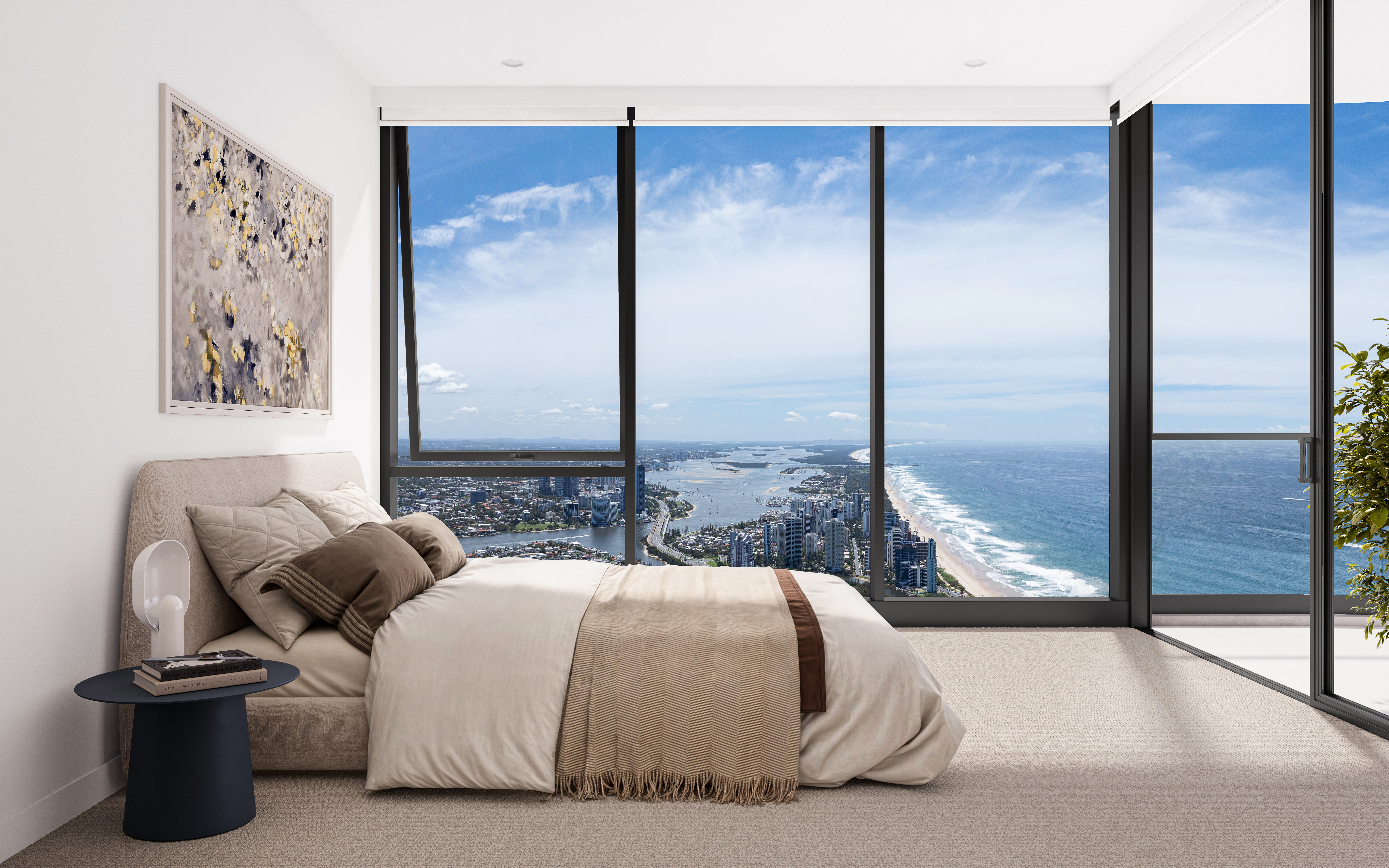 Bedroom with an ocean outlook