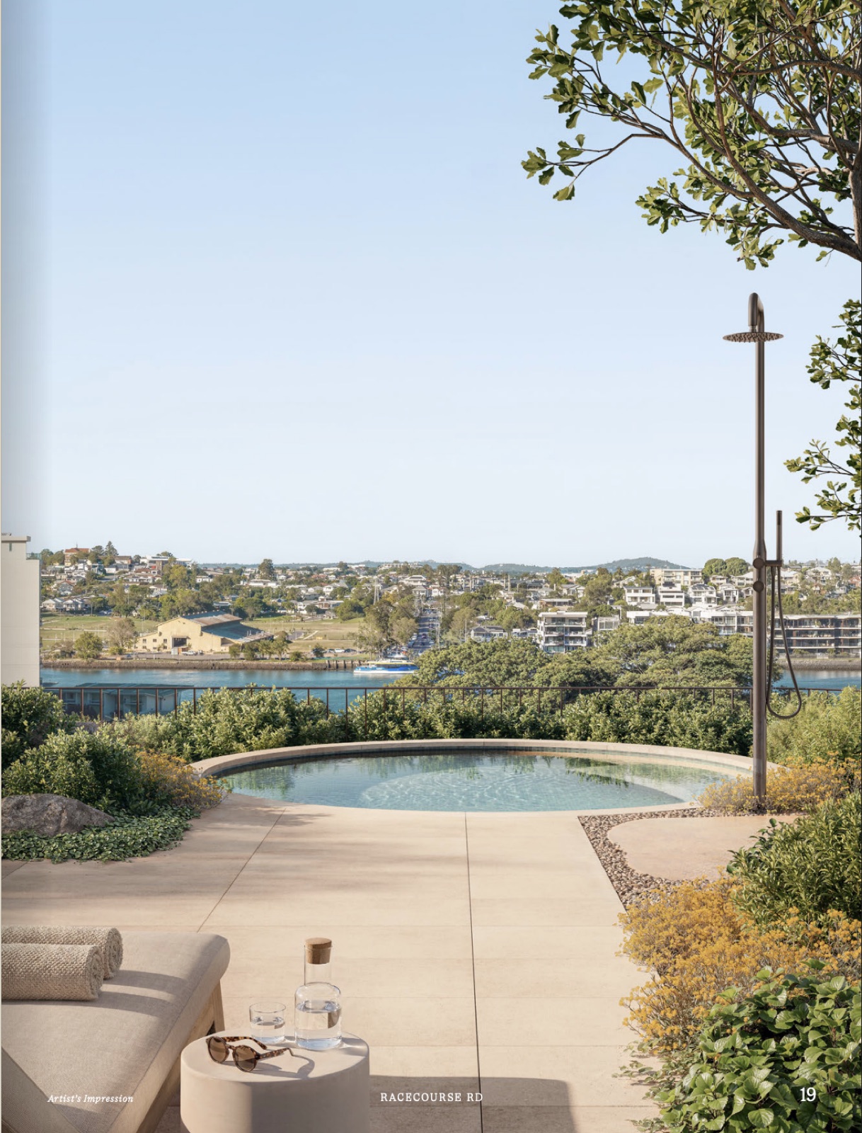 Rooftop pool with river outlook