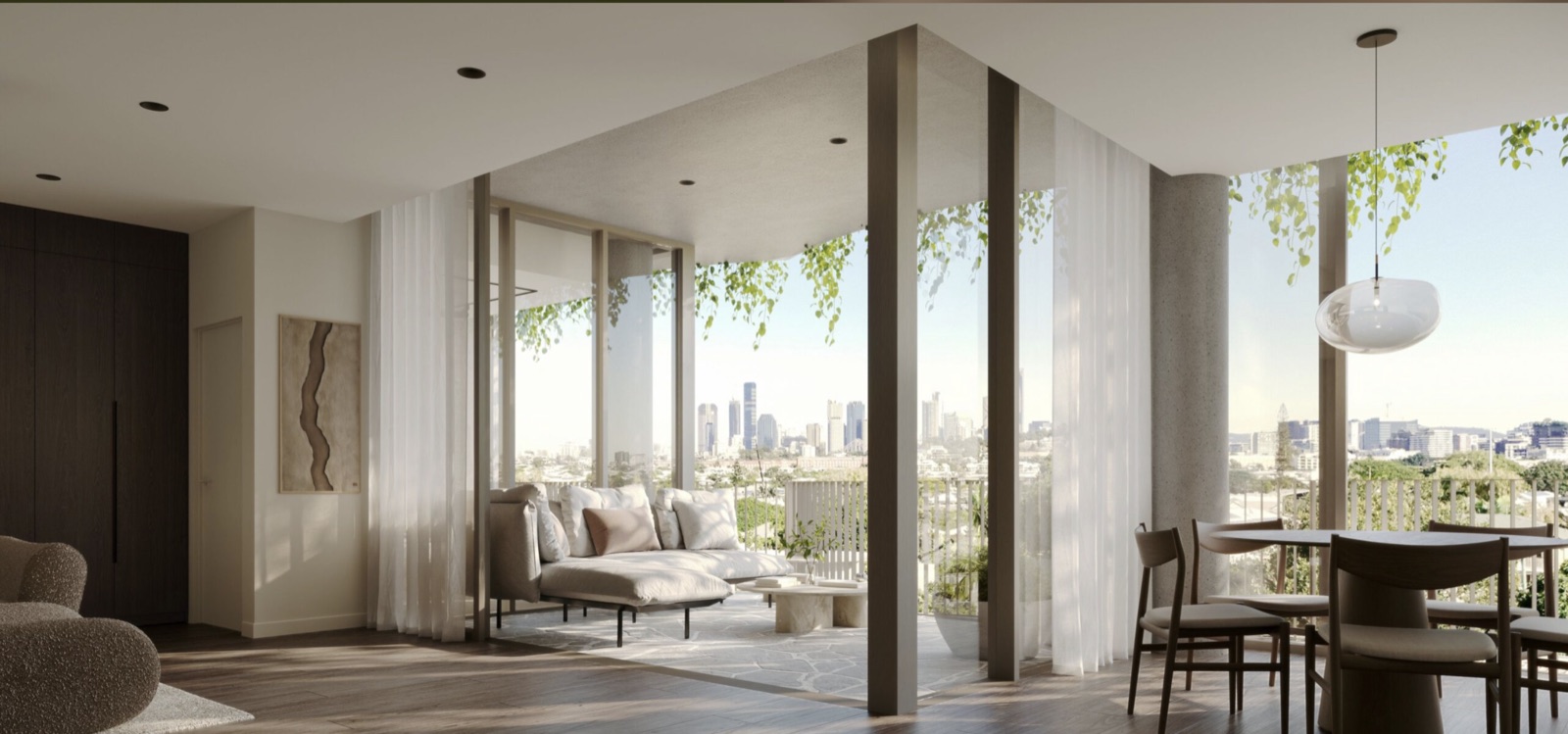 Living room with the city beyond