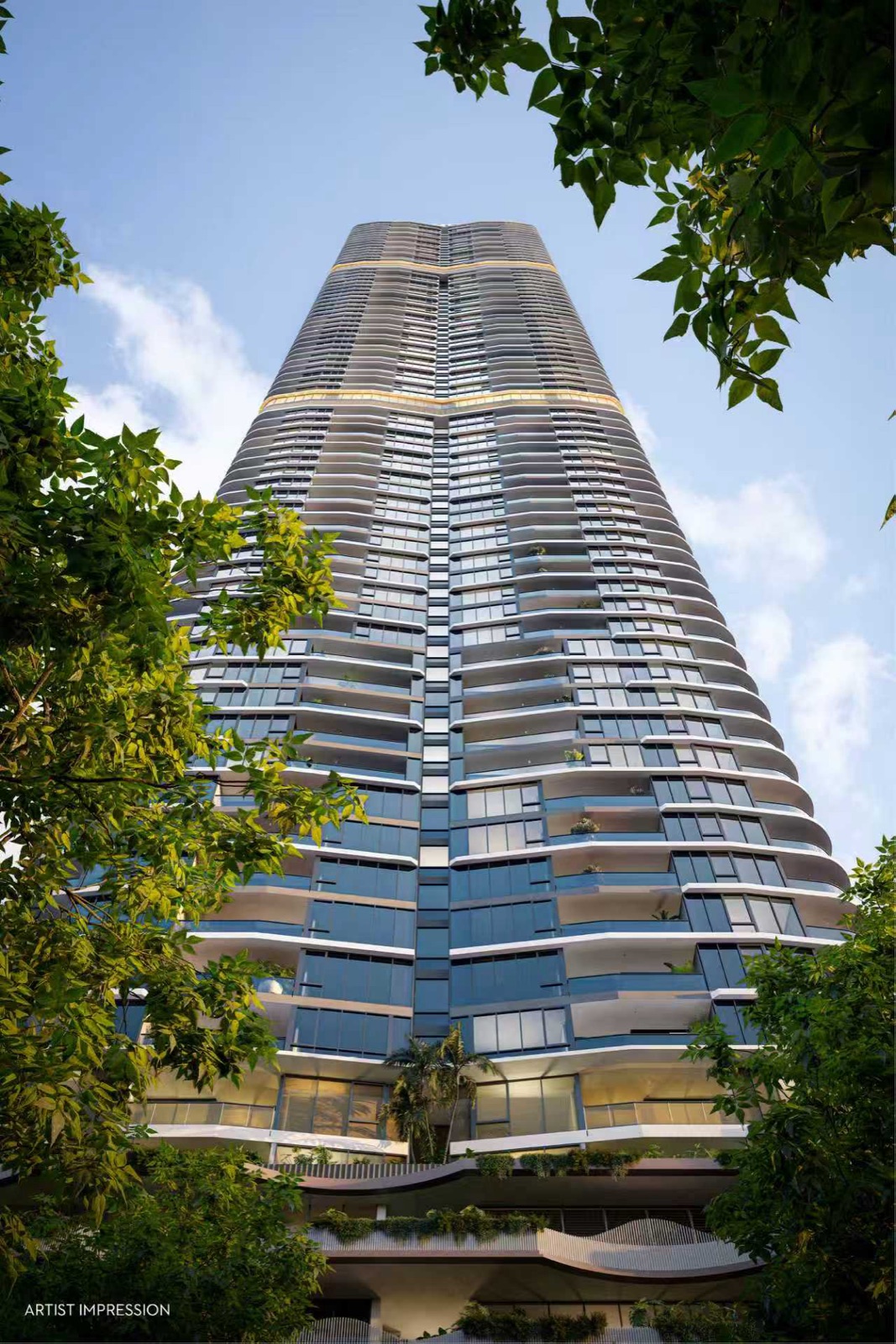 The residential tower seen from the Botanic Gardens — artist's impression