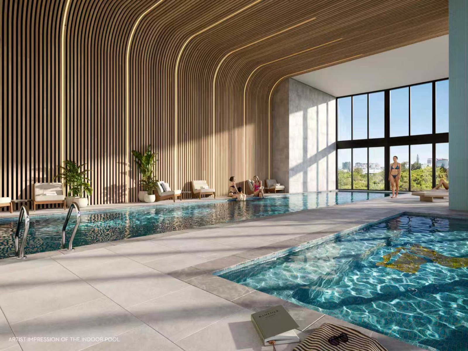 Indoor lap pool and spa